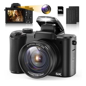 5K Digital Camera with 5x Optical Zoom - Black